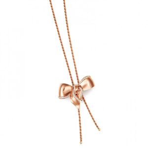 Collier-spilla Fiocco oro rosa e diamanti